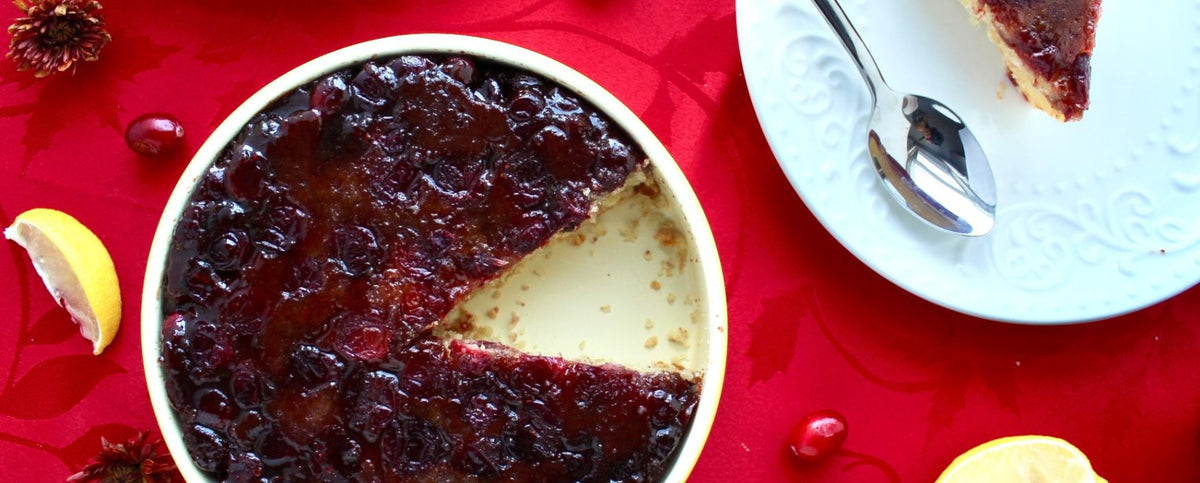 Cranberry Lemon Upside Down Cake in Limoncello Cake Pan
