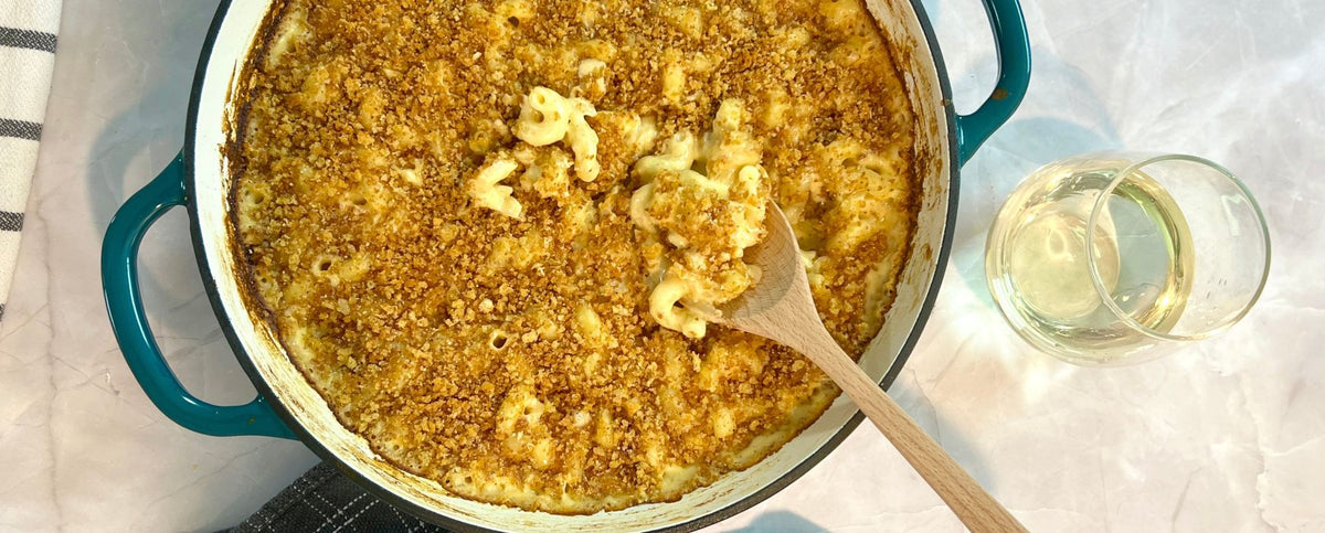 Baked Mac & Cheese in a Bondi Blue Braiser