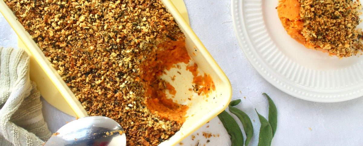 Savory Sweet Potato Casserole in Limoncello Loaf Pan