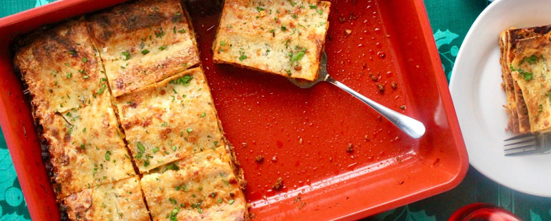 Three Cheese Lasagna in Cabernet Roasting Pan