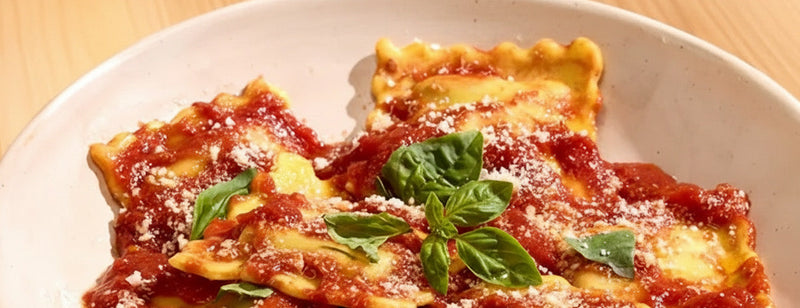Chef Joe Sasto's Baked Ripi Chicken Parm Ravioli with Ricotta & Tomato Confit Sauce