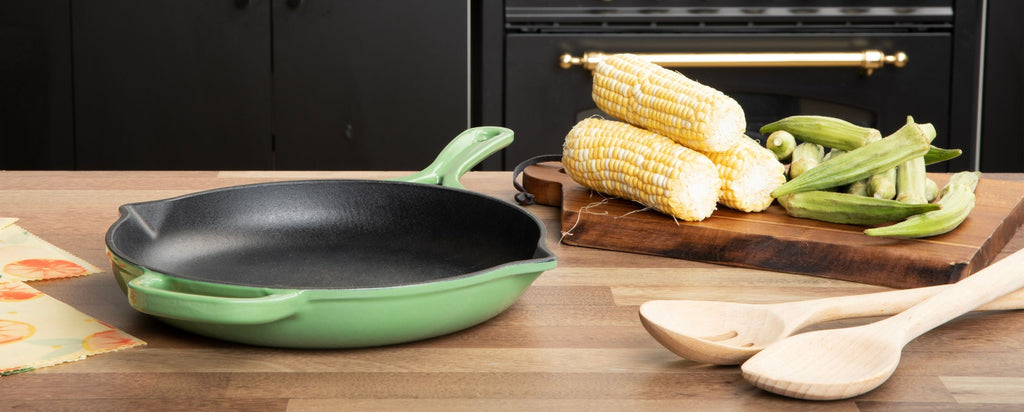 Okra Enameled Cast Iron Skillet