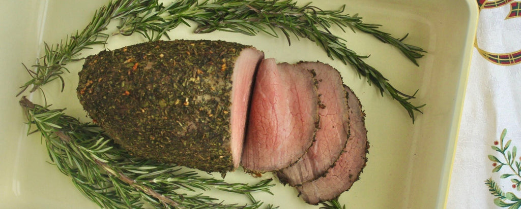 Herb and Mustard Crusted Roast Beef in Limoncello Deep Roasting Pan