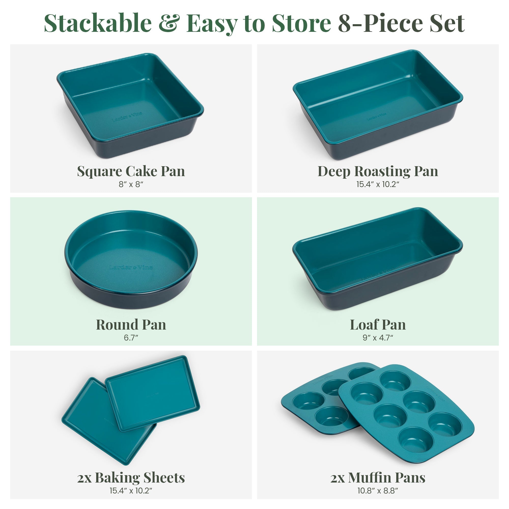 【美品】 8-Piece Vine and Larder – Set Bakeware Ceramic Stackable その他
