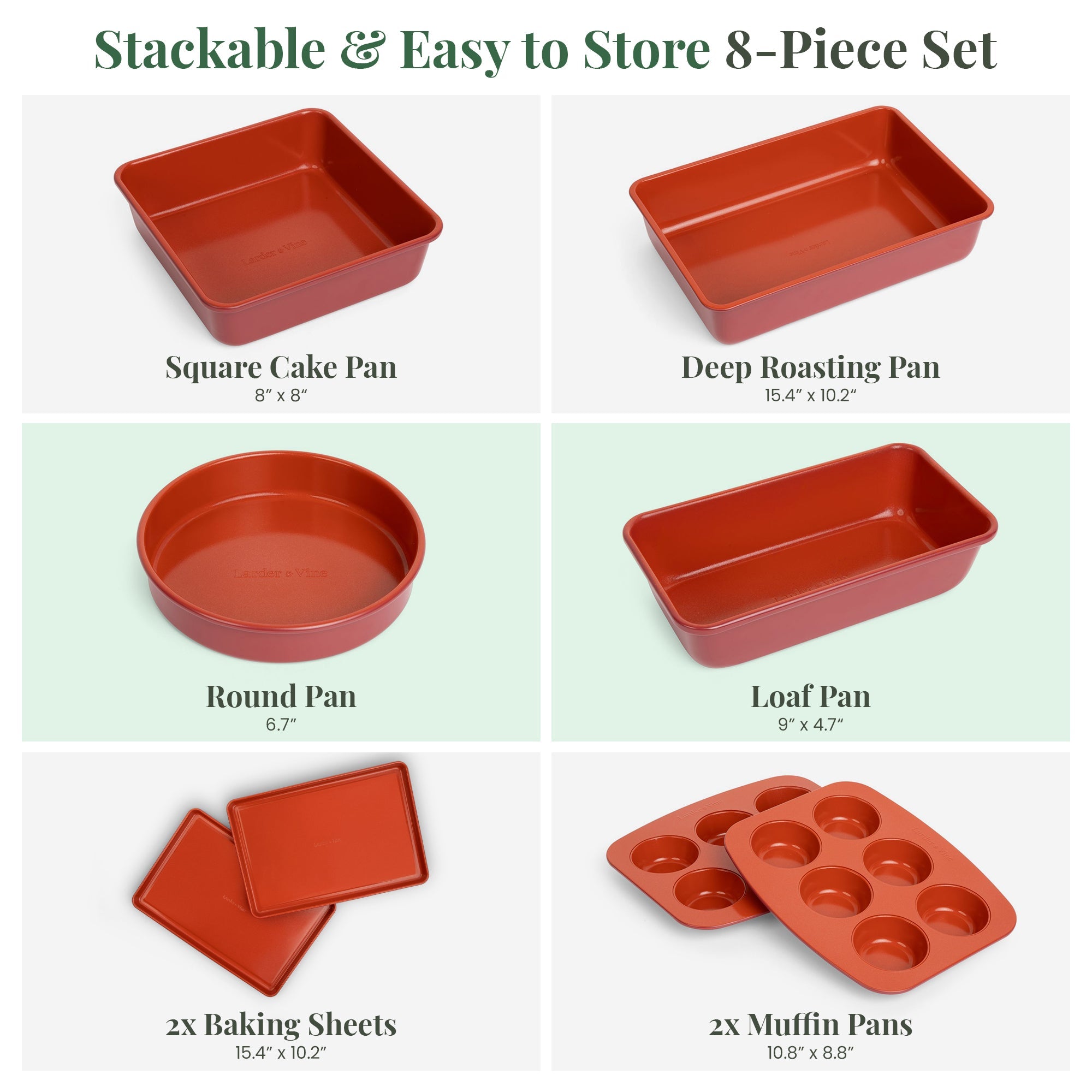 Stackable Ceramic Bakeware (8-Piece Set) – Larder and Vine