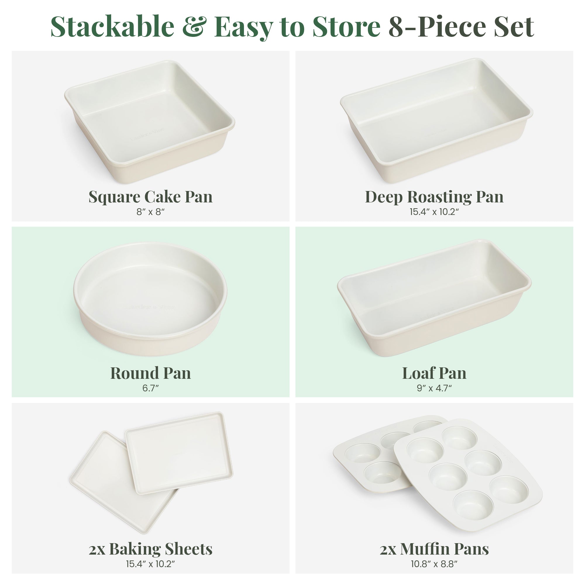 Stackable Ceramic Bakeware (8-Piece Set) – Larder and Vine