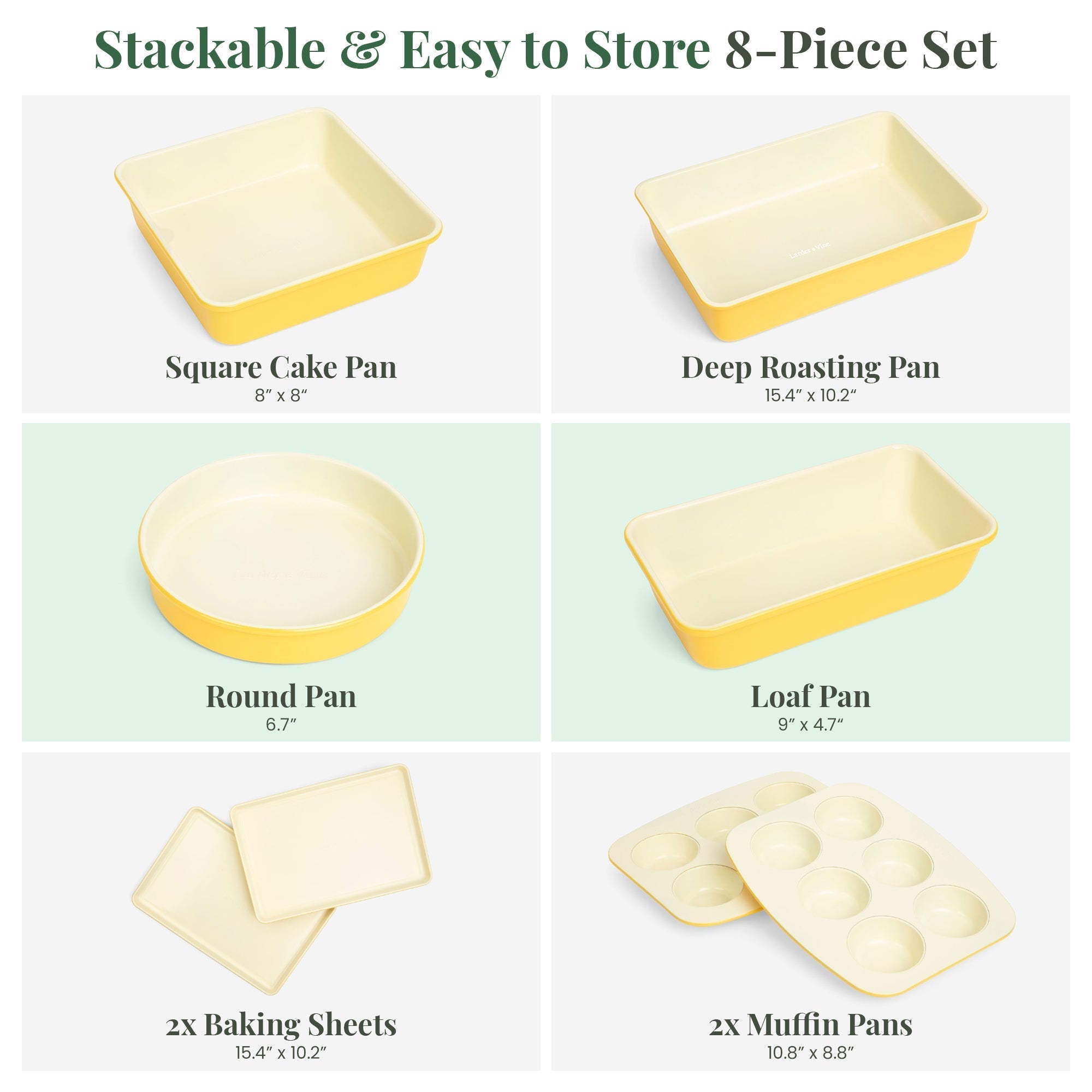 Stackable Ceramic Bakeware (8-Piece Set) – Larder and Vine