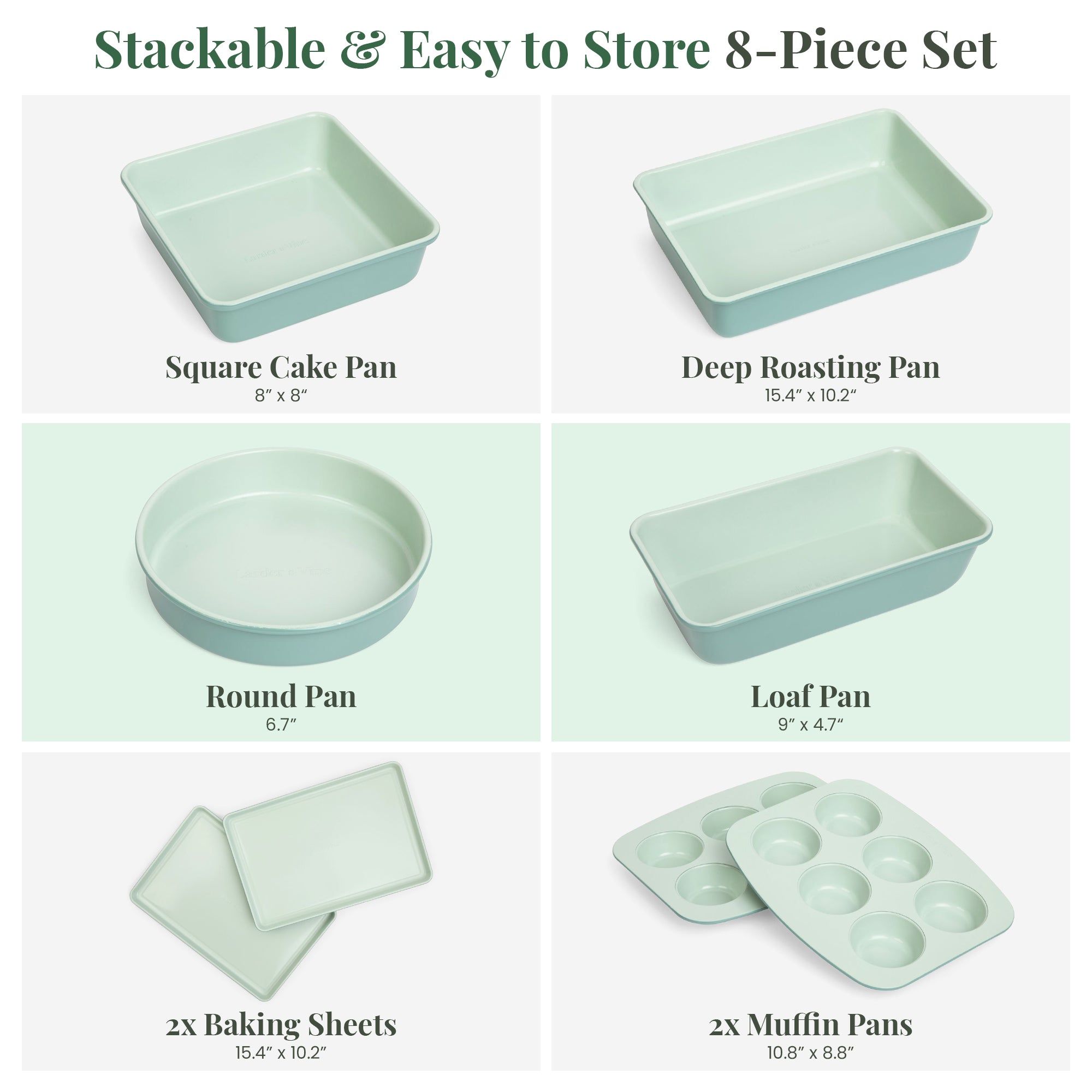 Stackable Ceramic Bakeware (8-Piece Set) – Larder and Vine