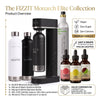 The FIZZIT Monarch Elite Collection | Premium Home Sparkling Water & Soda Maker Bundle | Includes 2 Stainless Steel Bottles, 60L CO2 Cylinder, & 3 Zero-Sugar Flavor Drops (480 Cans Equivalent)