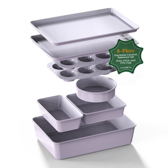 Lavender Stackable Ceramic Bakeware (8-Piece Set)