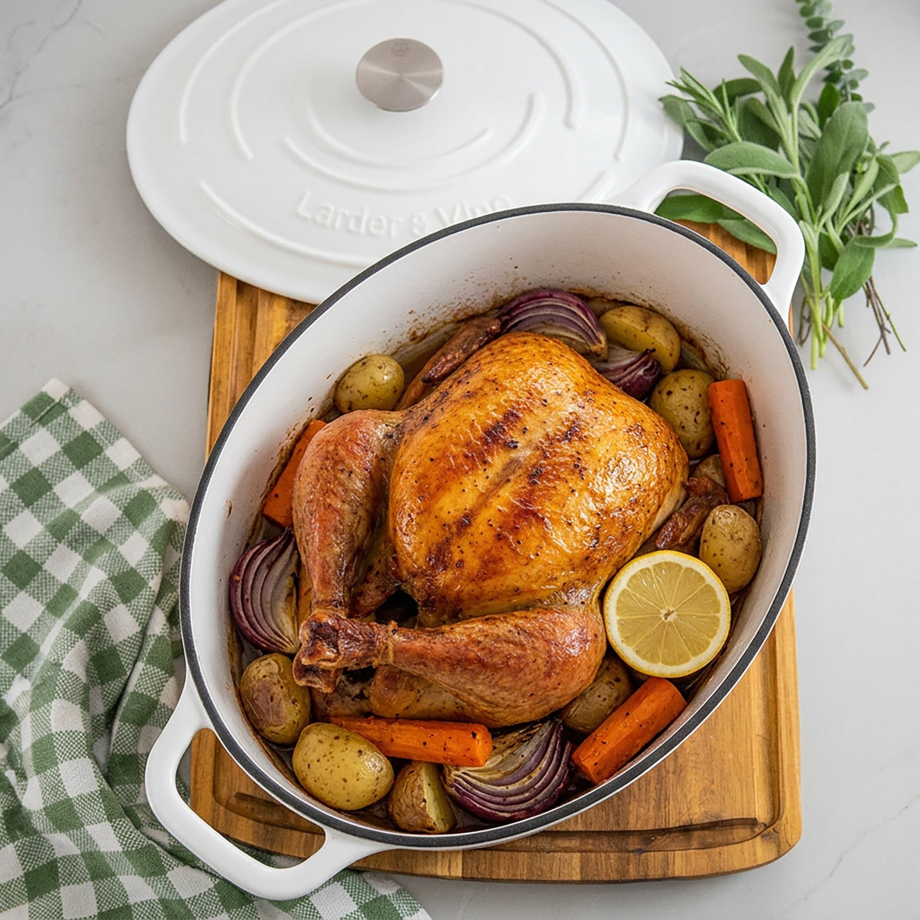 LOHEN ローヘン ブライトヤーンクルーニット　ホワイト 9 Piece Enameled Cast Iron Set with Dutch Ovens, Skillet & Braiser