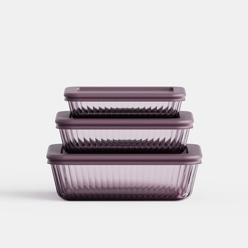 Rectangular Glass Container Set (Set of 3)