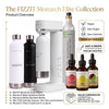 The FIZZIT Monarch Elite Collection | Premium Home Sparkling Water & Soda Maker Bundle | Includes 2 Stainless Steel Bottles, 60L CO2 Cylinder, & 3 Zero-Sugar Flavor Drops (480 Cans Equivalent)