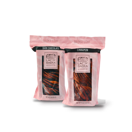 Set of 2 Babka Loaves - Dark Chocolate and Cinnamon