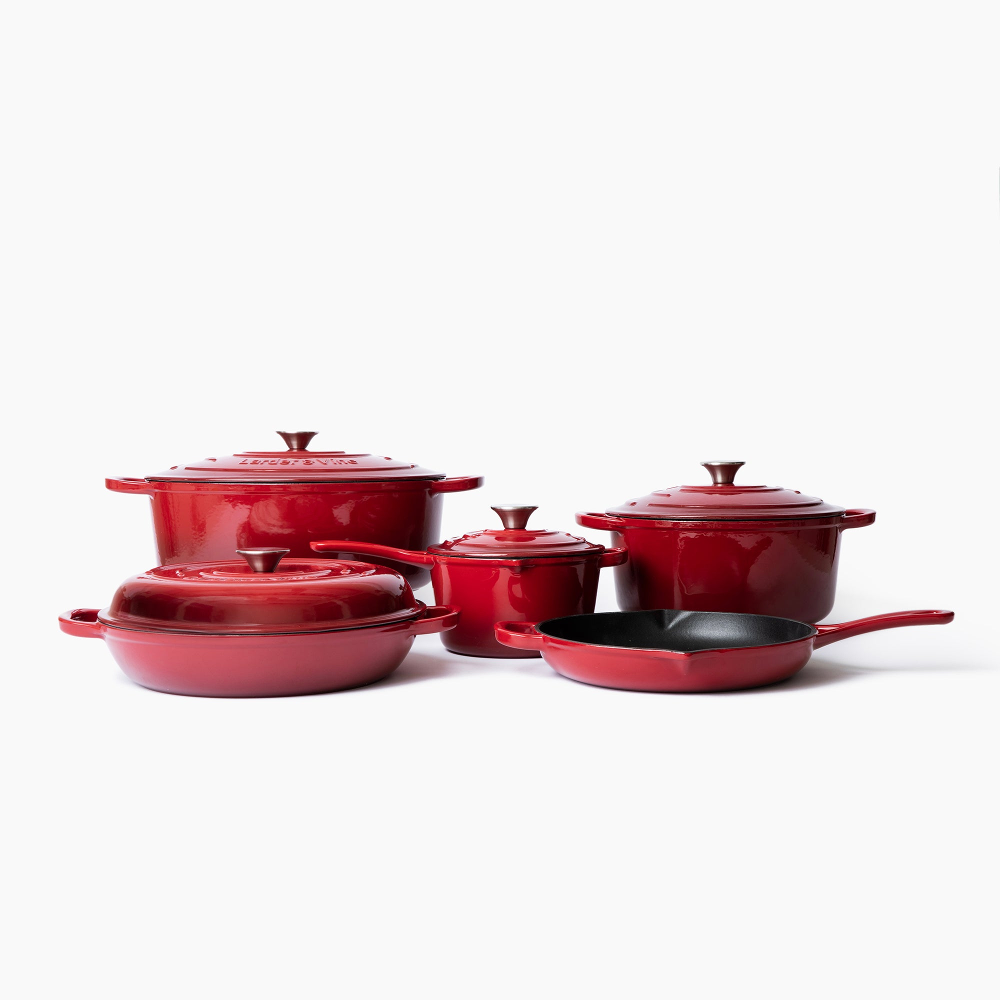 7 PC Enameled Cast Iron Cookware Set - Agave