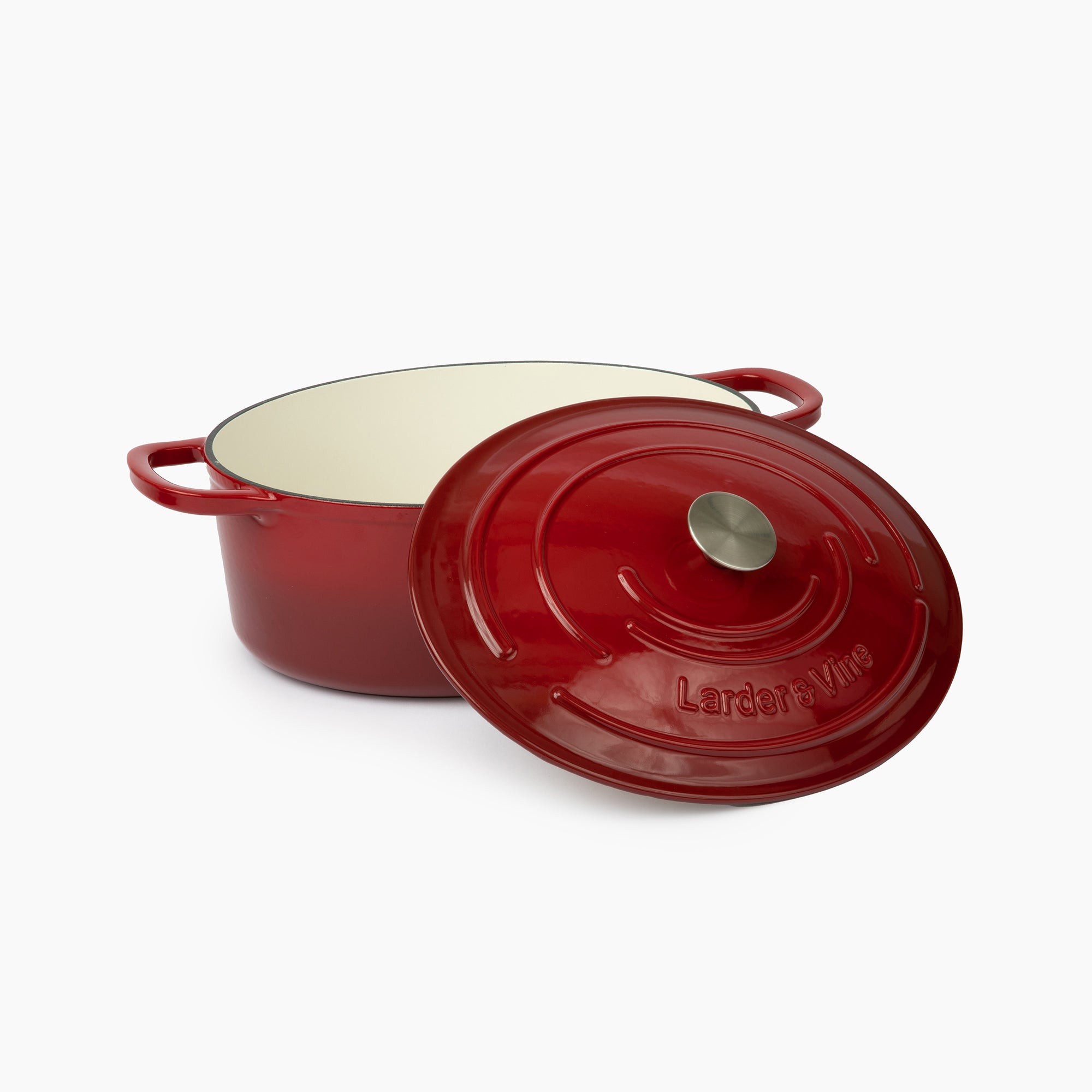 Velaze 1-Piece 4 qt. Red Round Enamel Cast Iron Dutch Oven with Lid